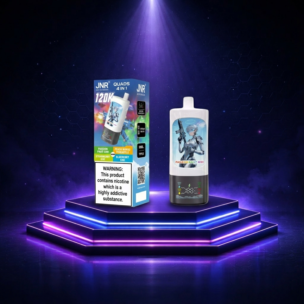 Vaper desechable JNR JNR Quads - 120K — Strawberry Raspberry Cherry Ice, 120 000 caladas